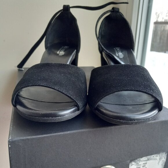 Fabianelli Black Suede Ankle Strap Block Heel Sandals Sz 38/ 7 -7.5 ITALY - Picture 11 of 16